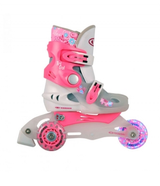 Детски регулируеми ролери със светещи колела TriGo Skate LED розов